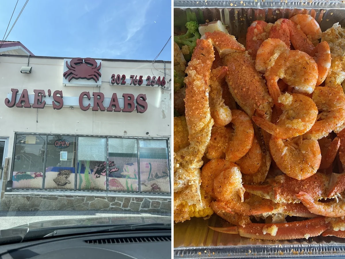 Fresh seafood combo trays on display.