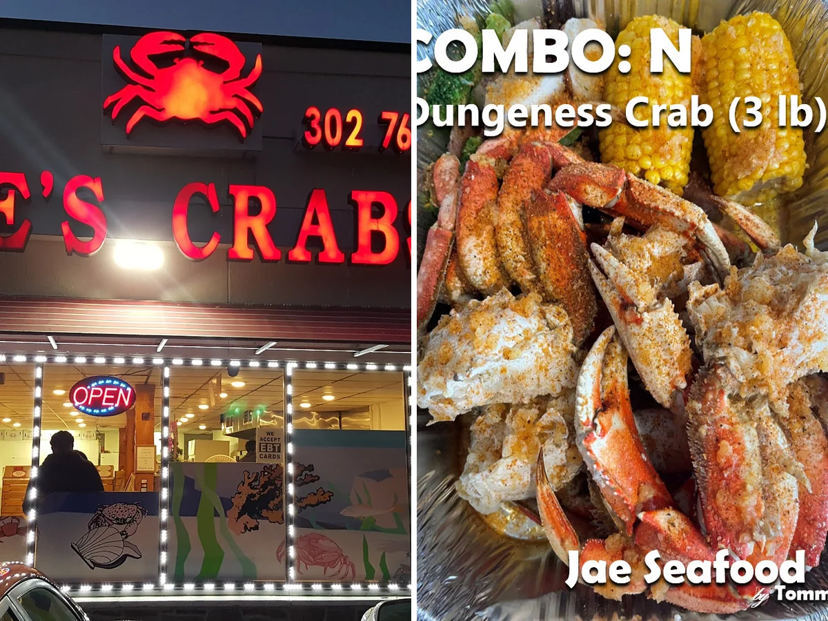 Crab legs served with seasoned sides.