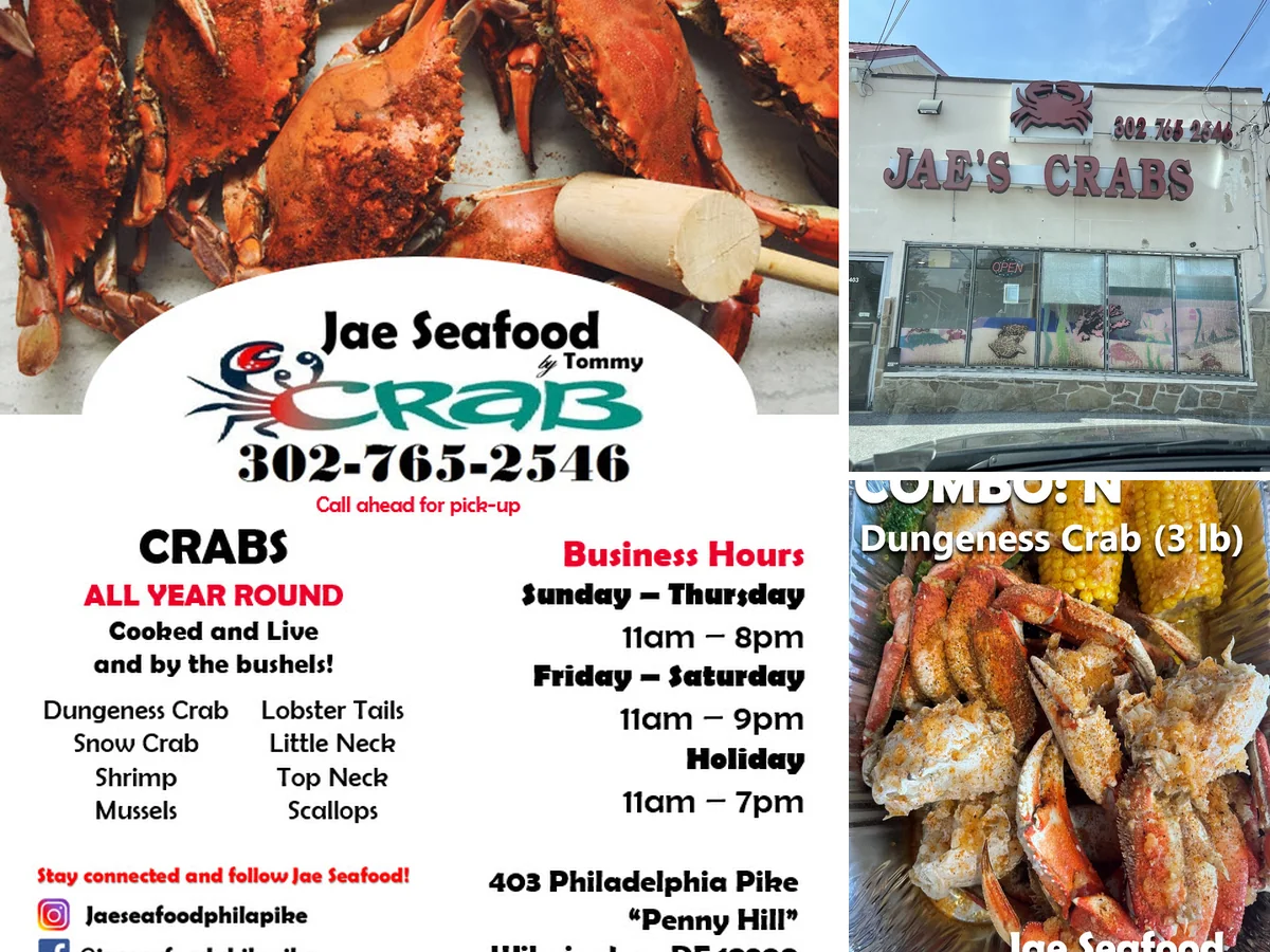 Takeout seafood containers ready for pickup.