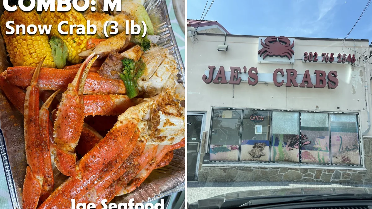 Fresh seafood combo trays on display.