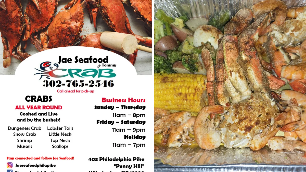 Seafood platters piled with crab and shrimp.