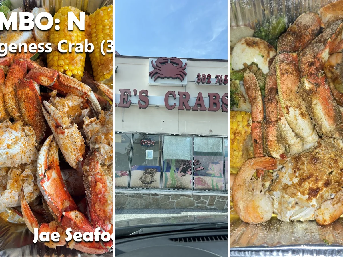 Fresh seafood combo trays on display.