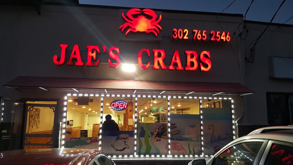 Seafood restaurant takeout counter.