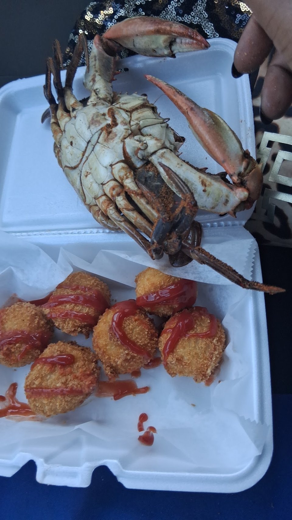 Seafood choices listed beside simple sides.