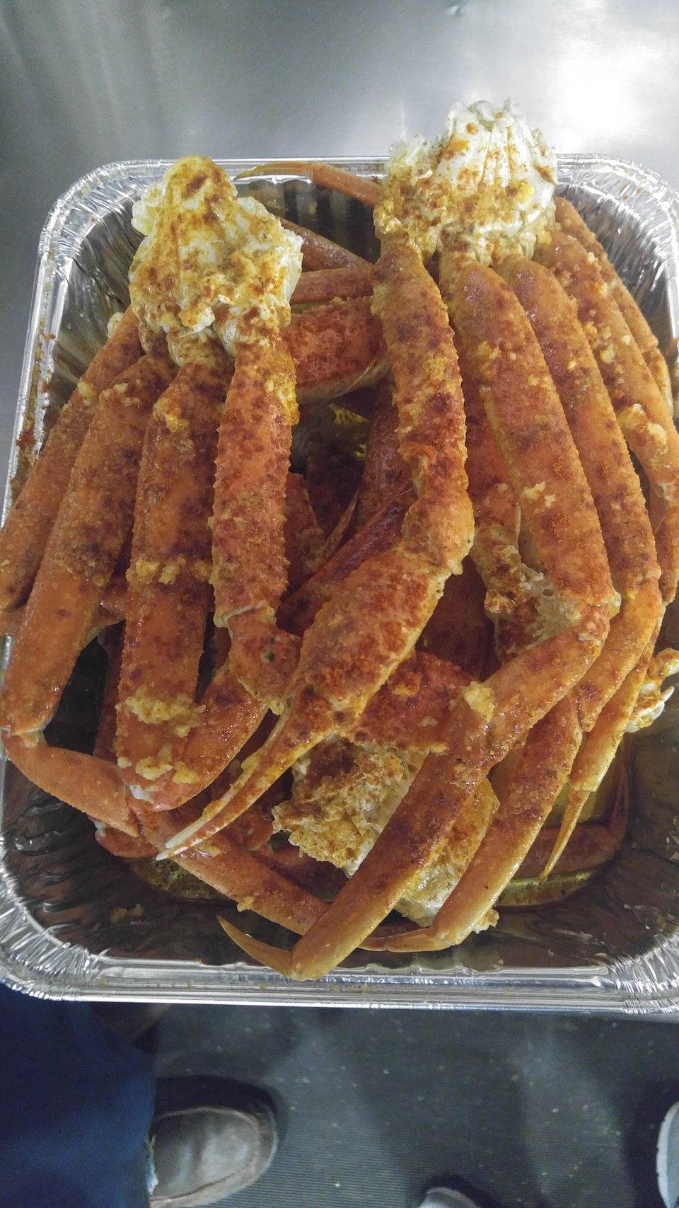 Seafood choices listed beside simple sides.